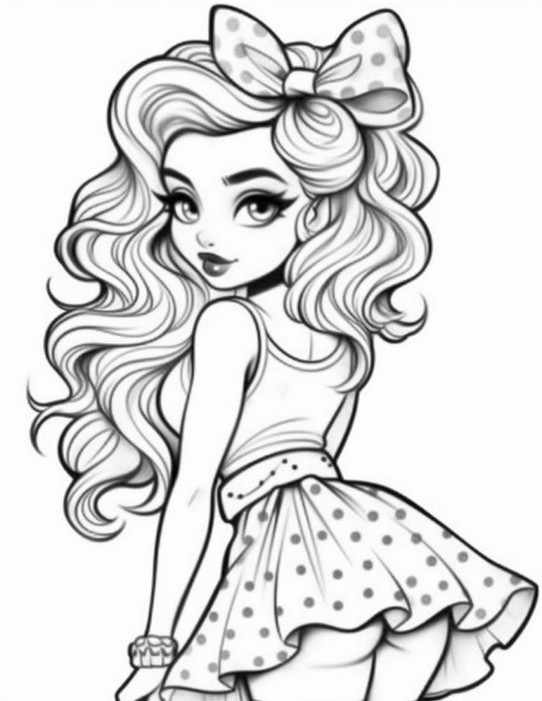 Cute Pin Up Girls Coloring Pages