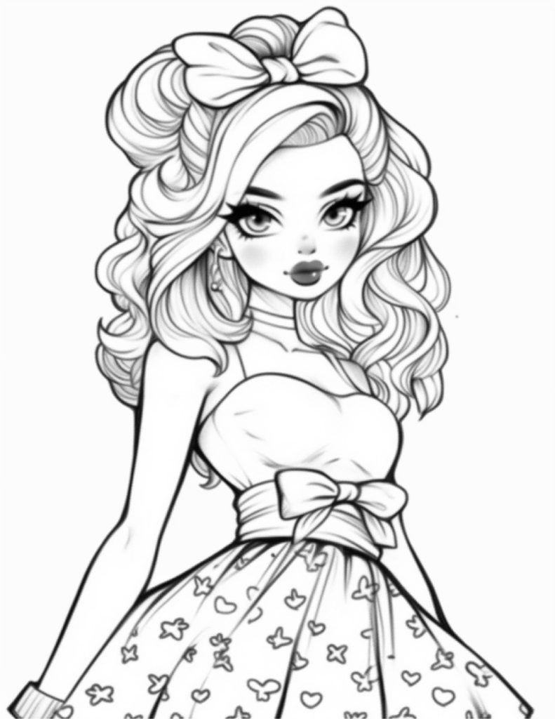 Cute Pin Up Girls Coloring Pages