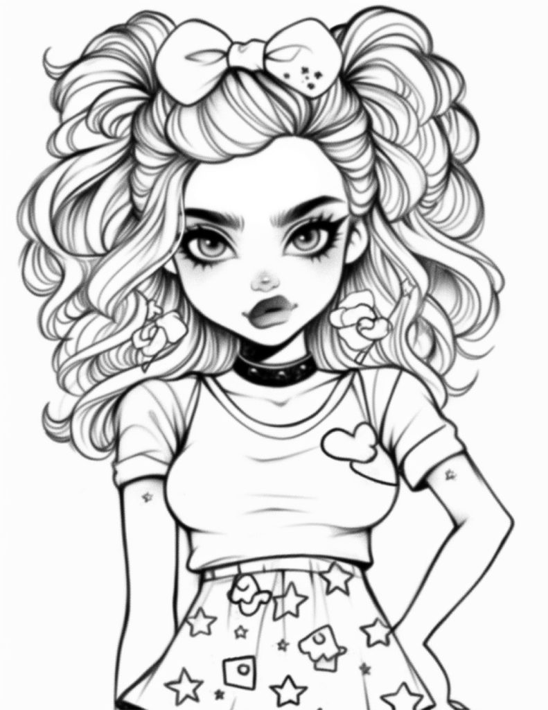 Cute Pin Up Girls Coloring Pages