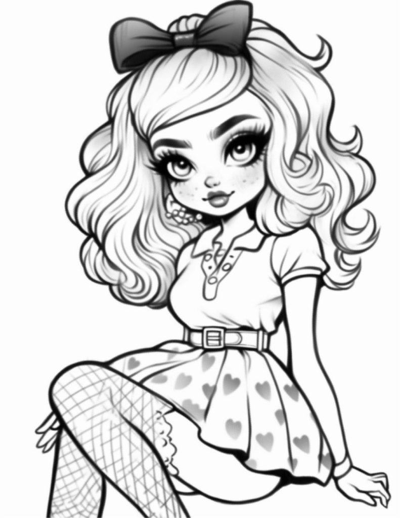 Cute Pin Up Girls Coloring Pages