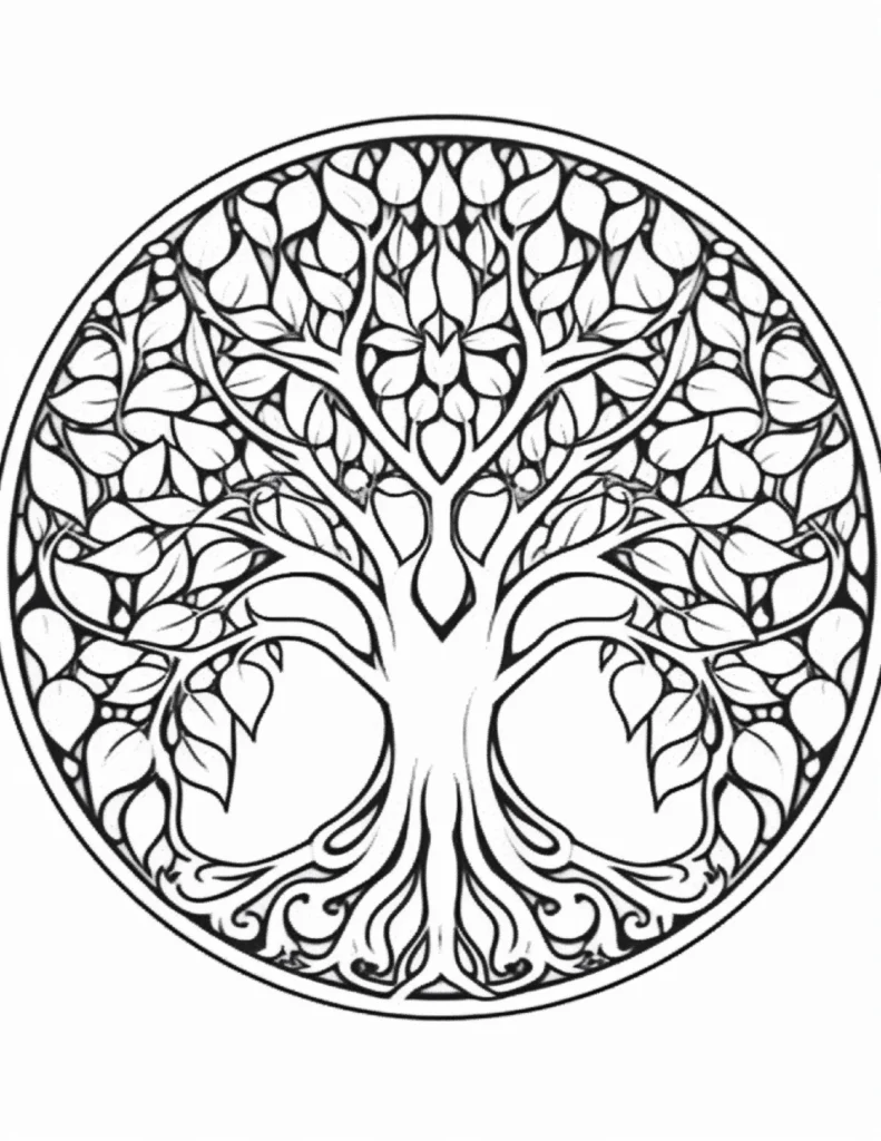 20 Tree Mandala Coloring Pages