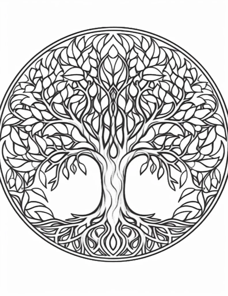 20 Tree Mandala Coloring Pages