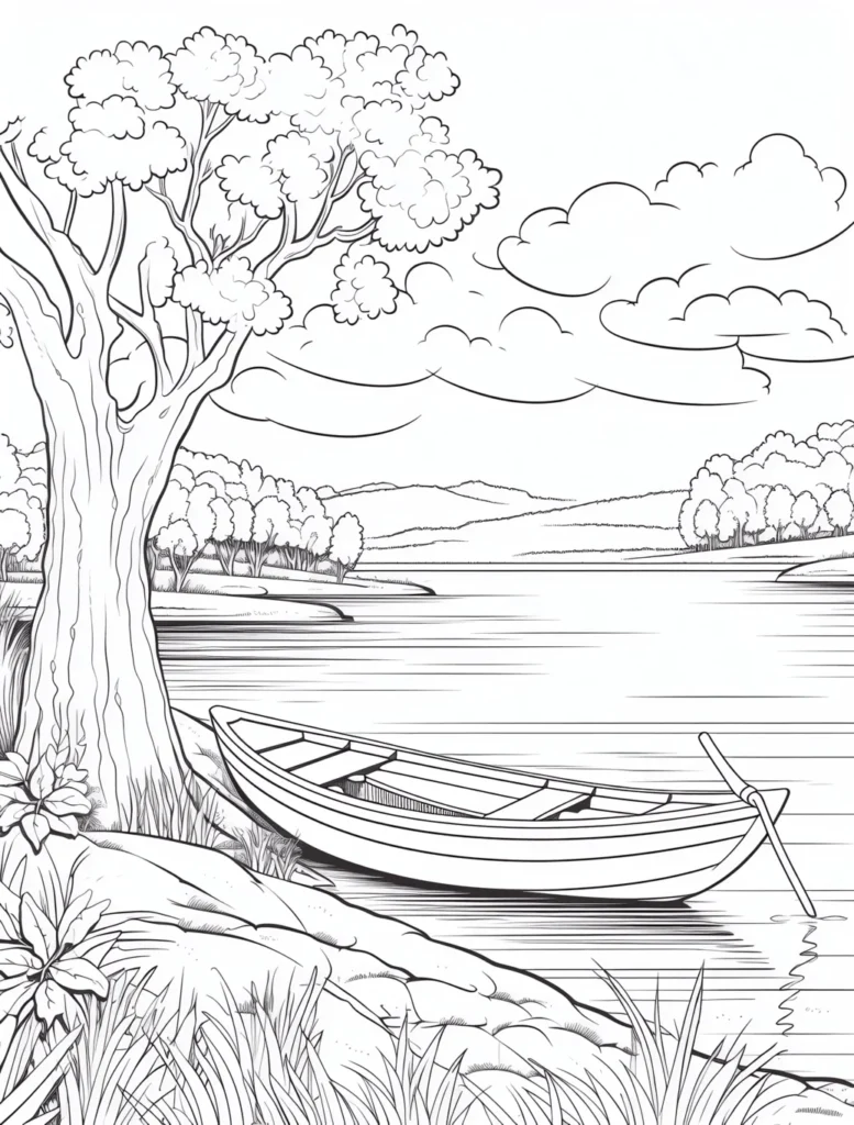 Boho Landscape Coloring Pages for Adults