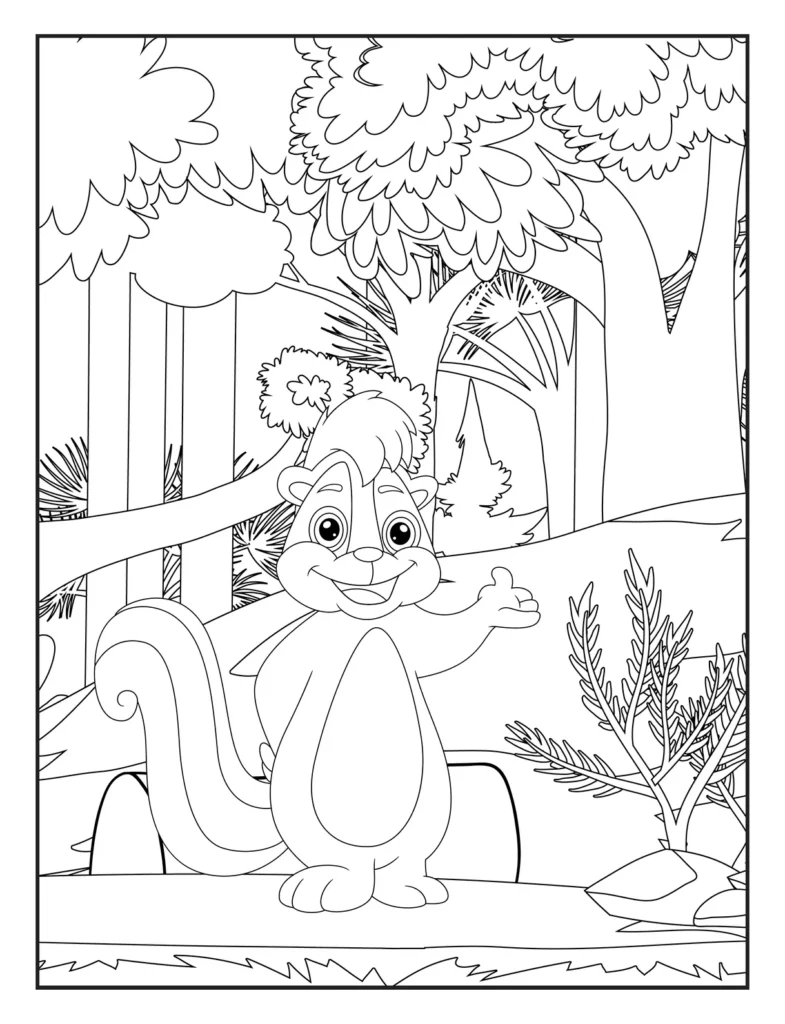 Cute Squirrel Coloring Page for Kids