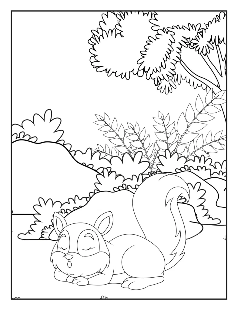 Cute Squirrel Coloring Page for Kids