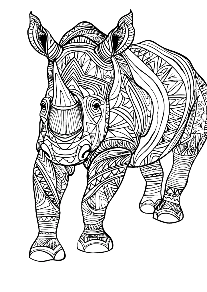 Free Rhino Coloring Page for Kids (1)