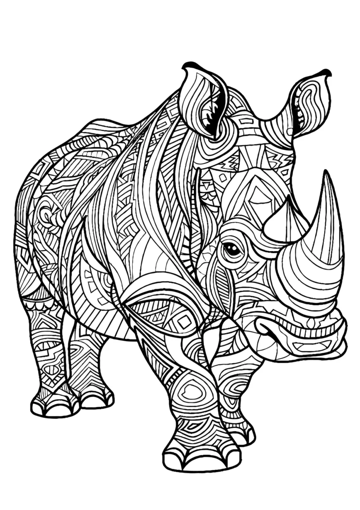 Free Rhino Coloring Page for Kids (1)