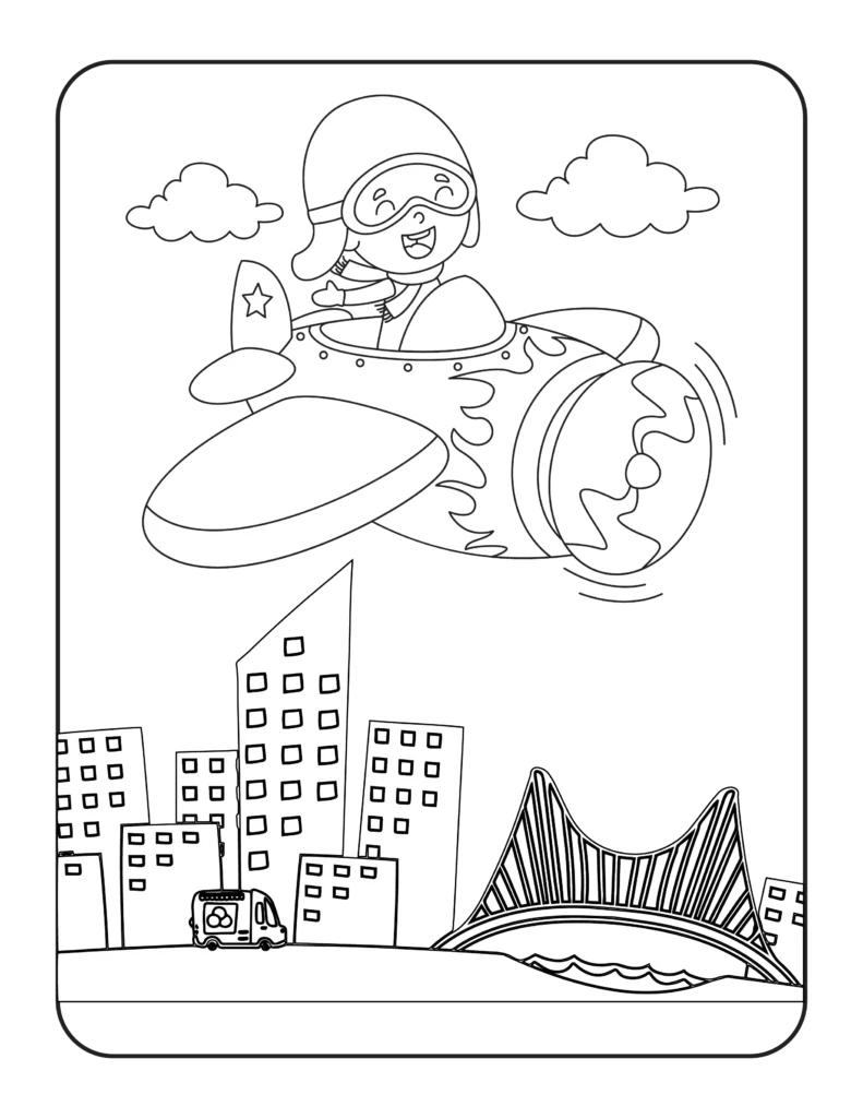 Funny Airplane Coloring Pages for Kids