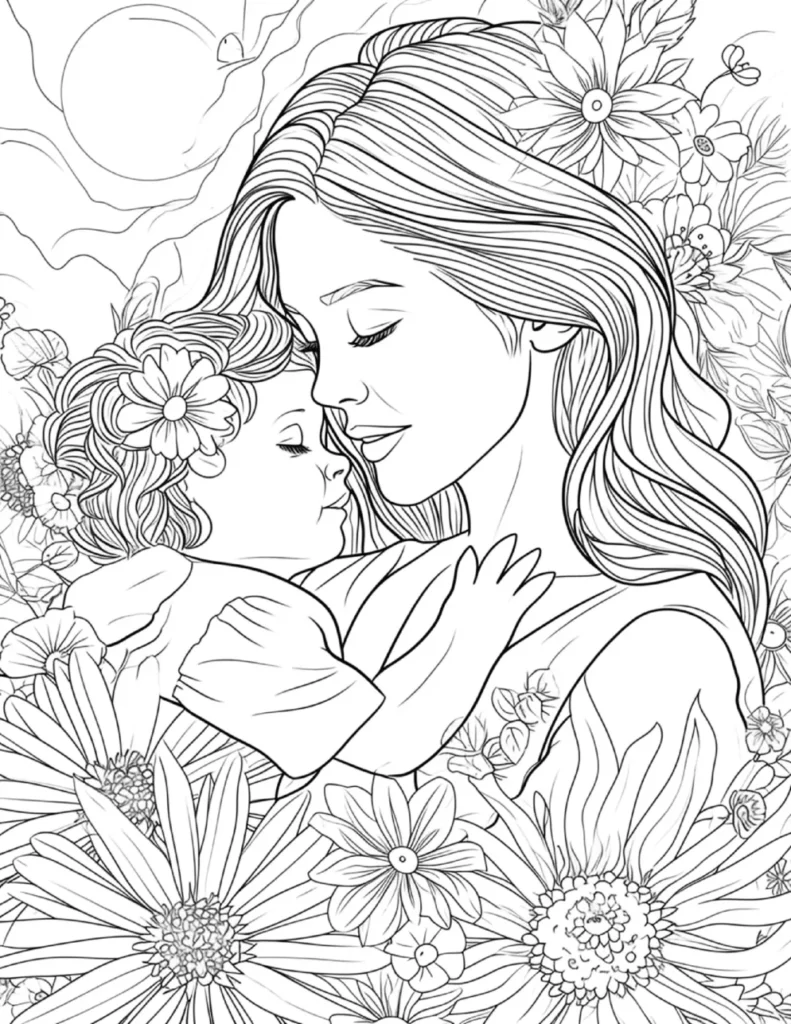 Mother’s Day Coloring Pages for Adults