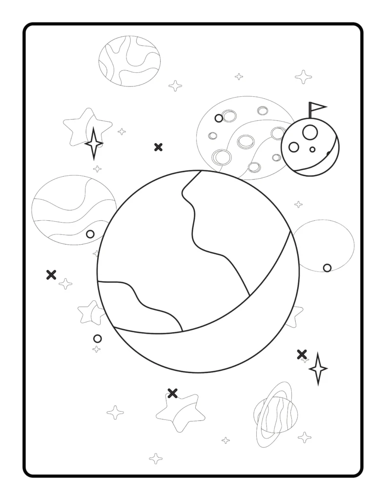 Space Coloring Page for Kids