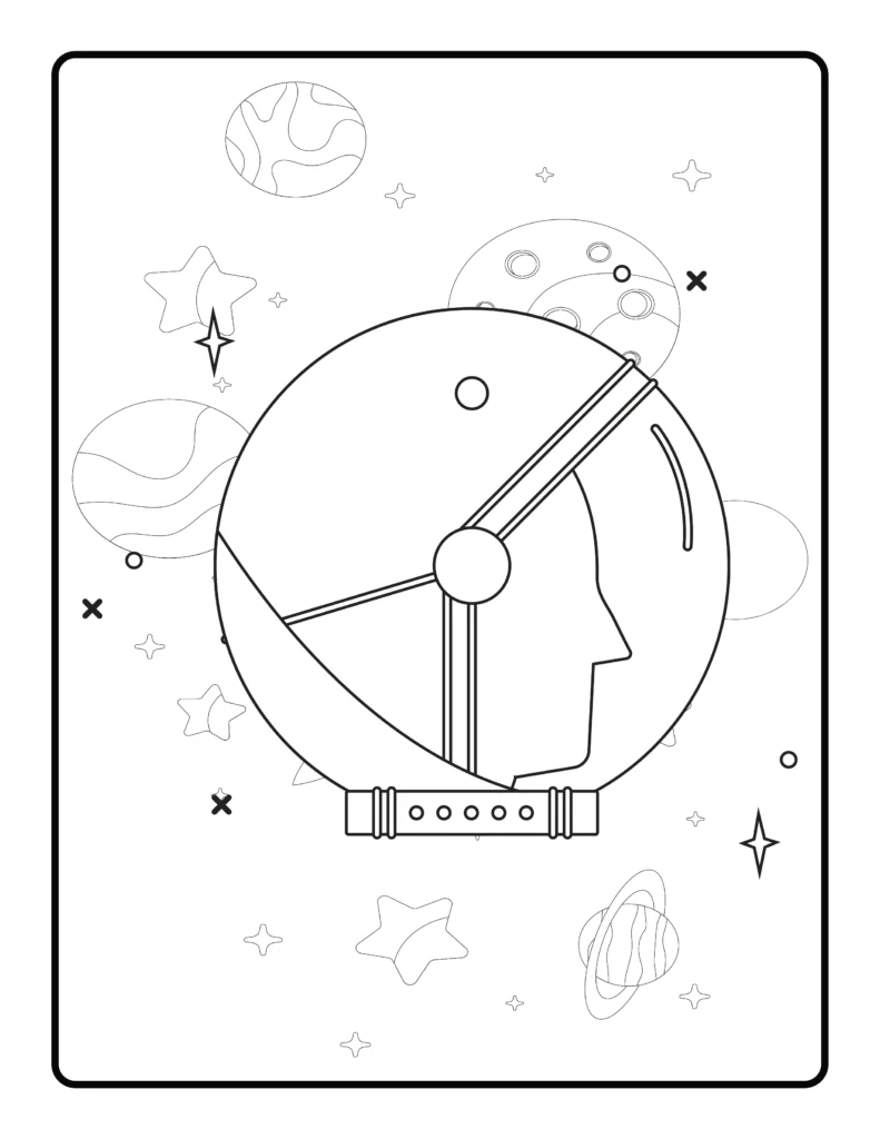 Space Coloring Page for Kids 