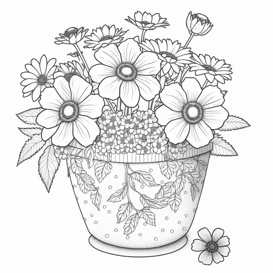 Flower Pot Coloring Pages