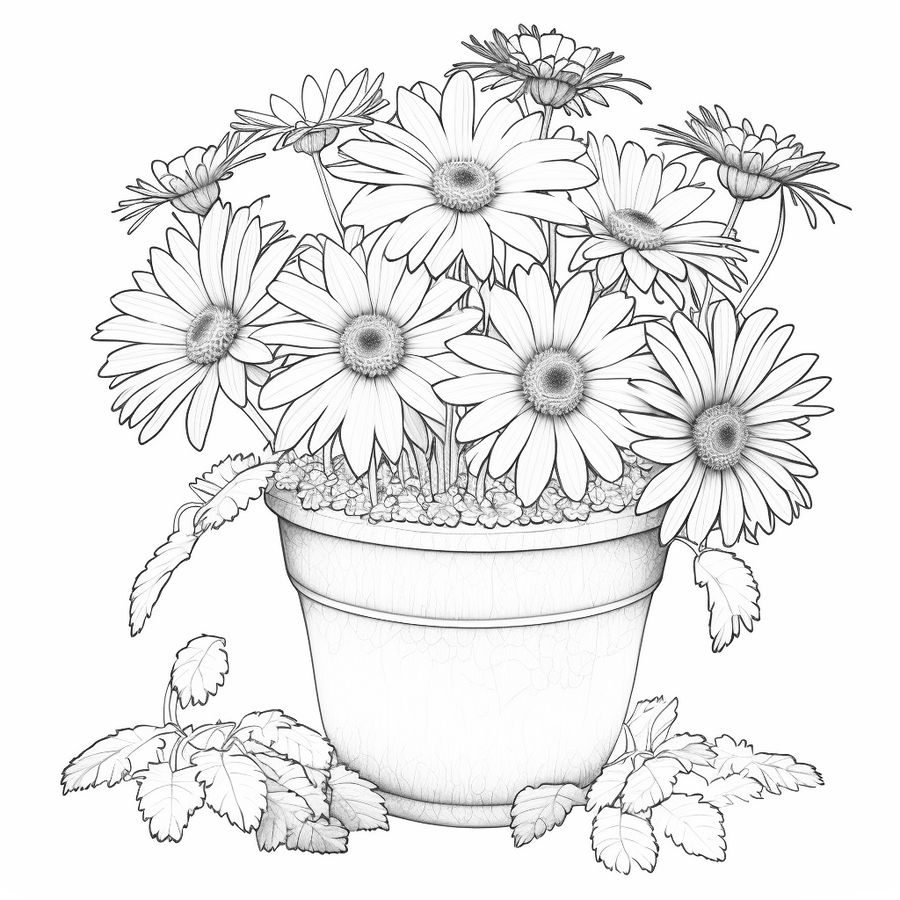 Flower Pot Coloring Pages