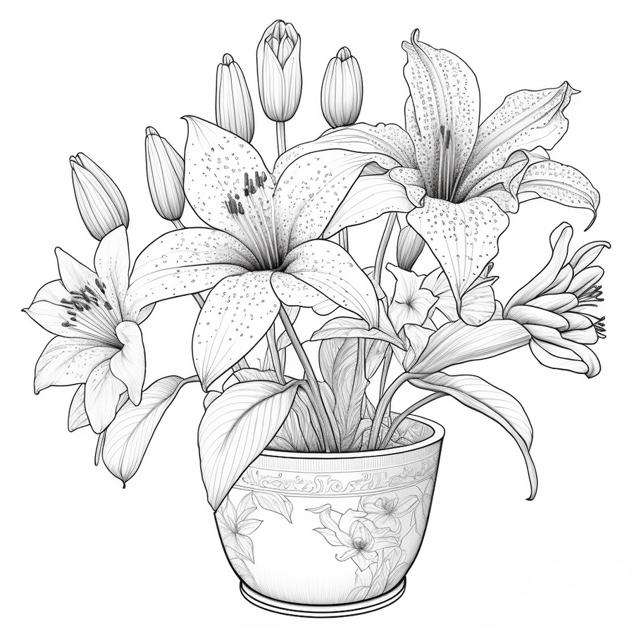 Flower Pot Coloring Pages