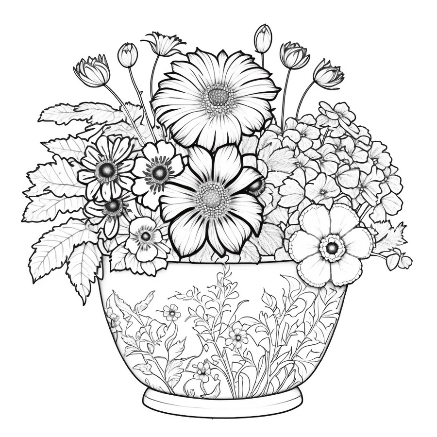 Flower Pot Coloring Pages (9)