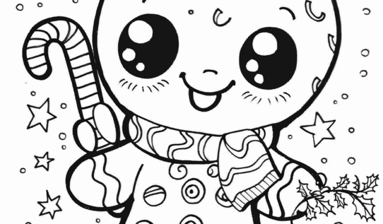 Cute Kawaii Christmas Coloring Pages