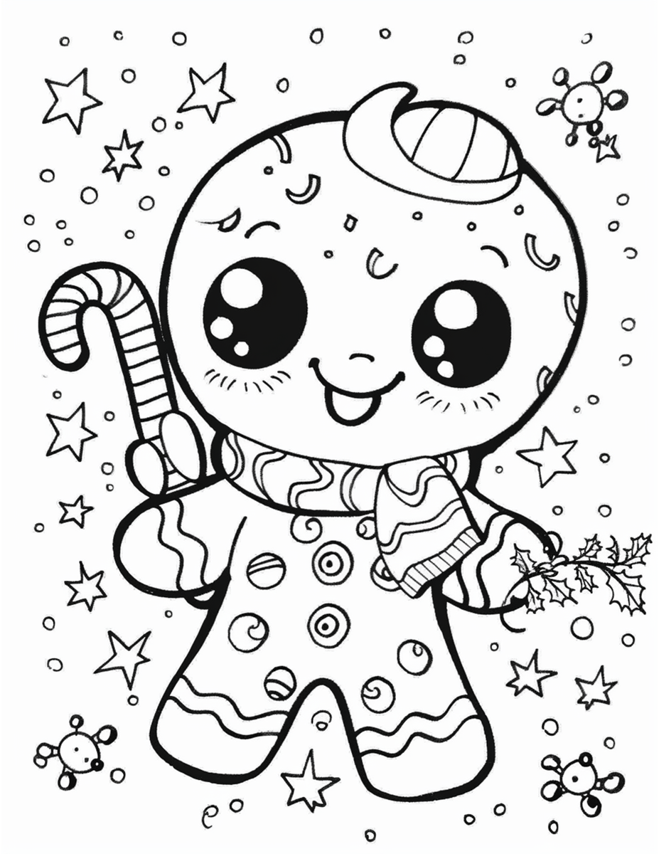Cute Kawaii Christmas Coloring Pages _3045