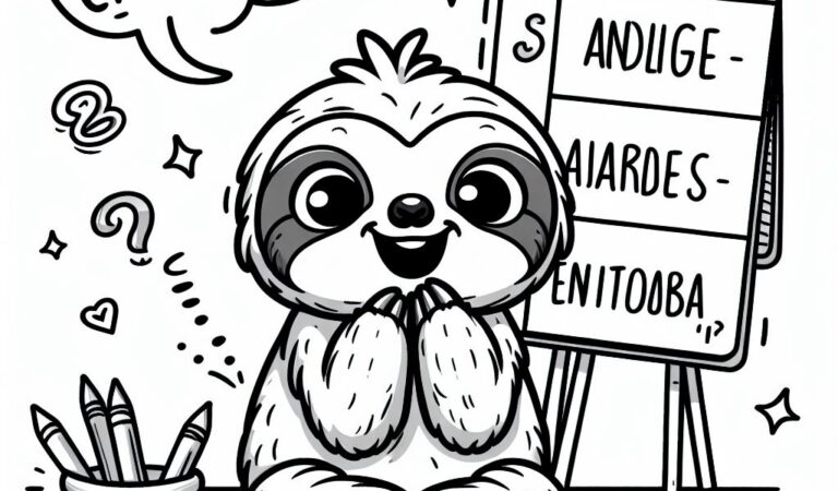 Cute Sloth Coloring Pages