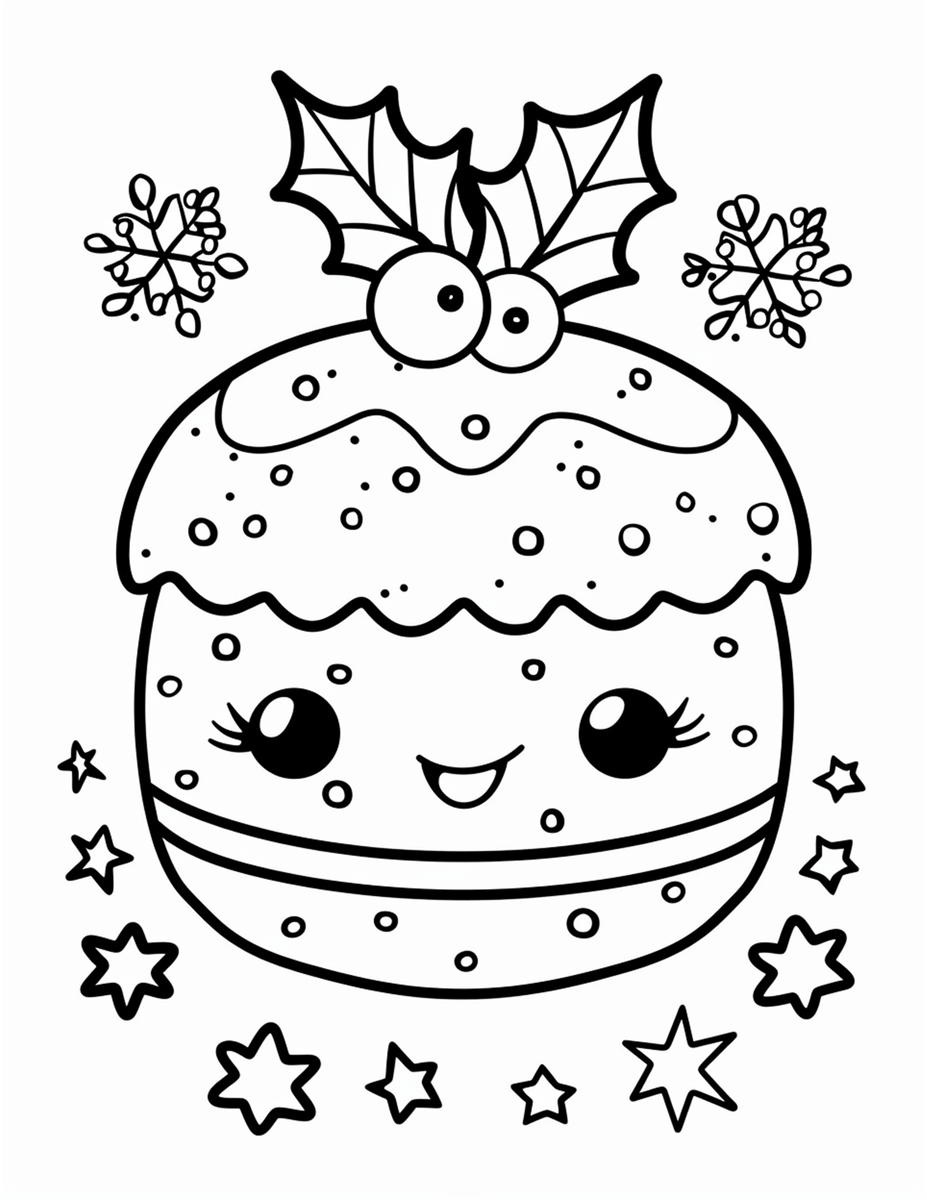 Free Cute Kawaii Christmas Coloring Pages