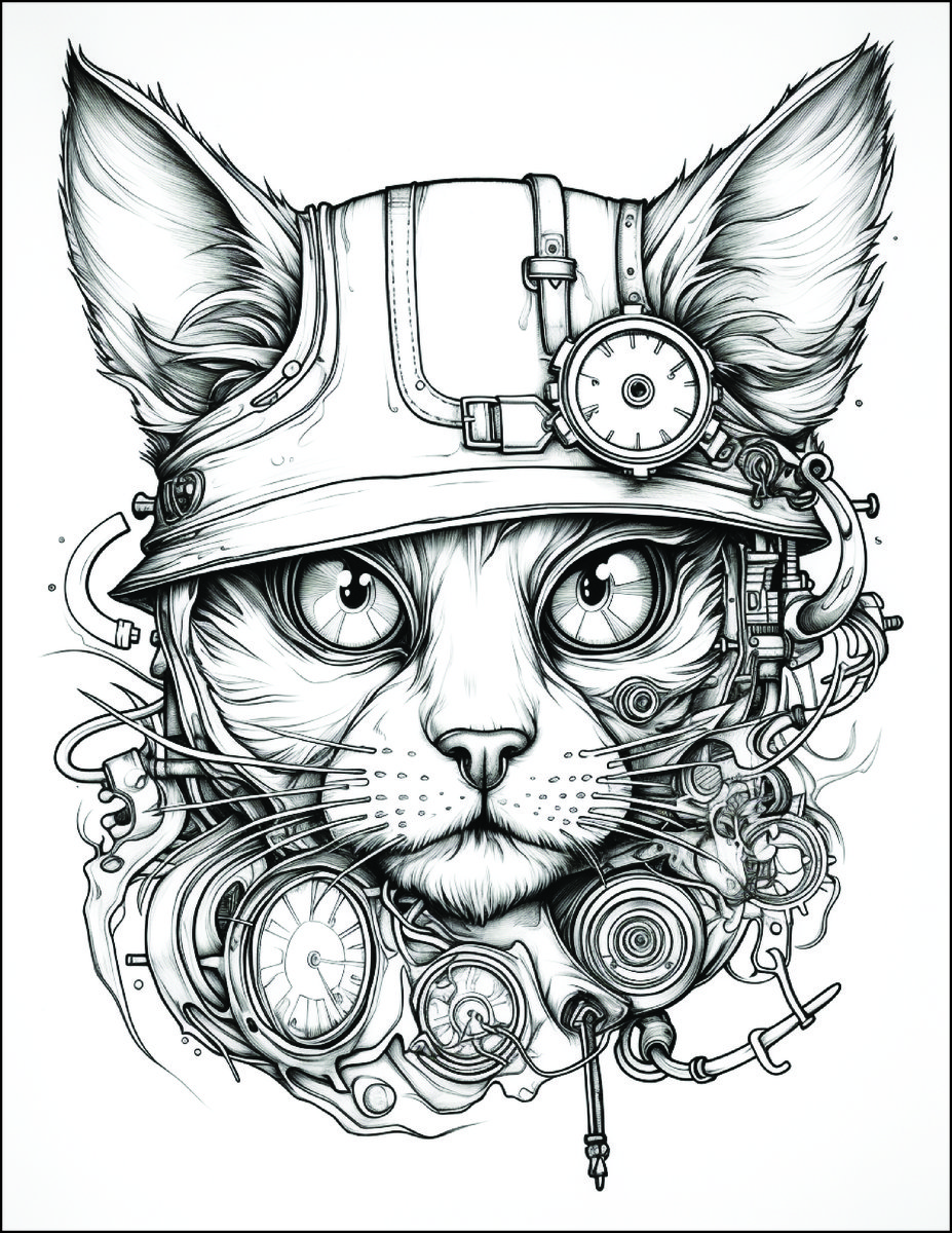 Printable  Steampunk Animals Coloring pages _1065