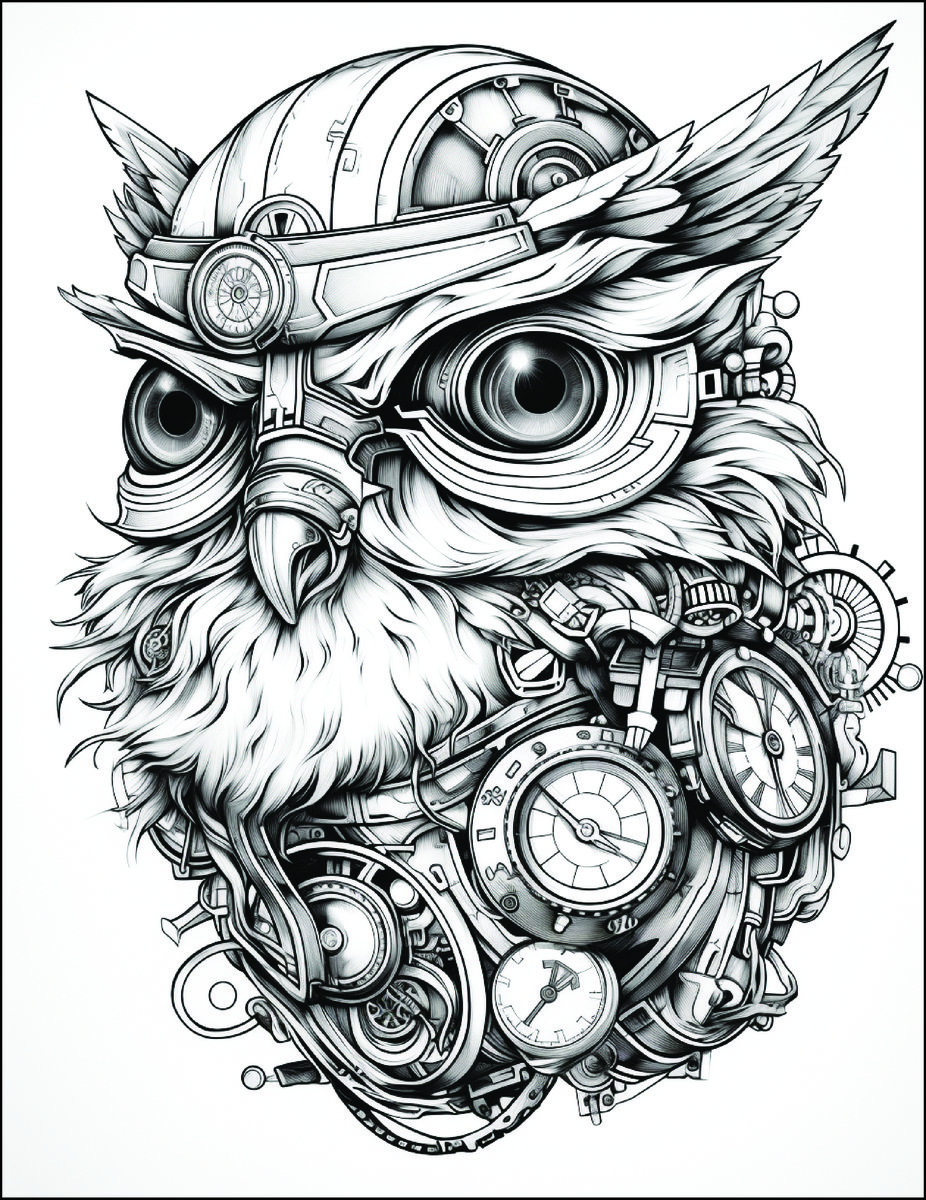 Printable  Steampunk Animals Coloring pages _1070