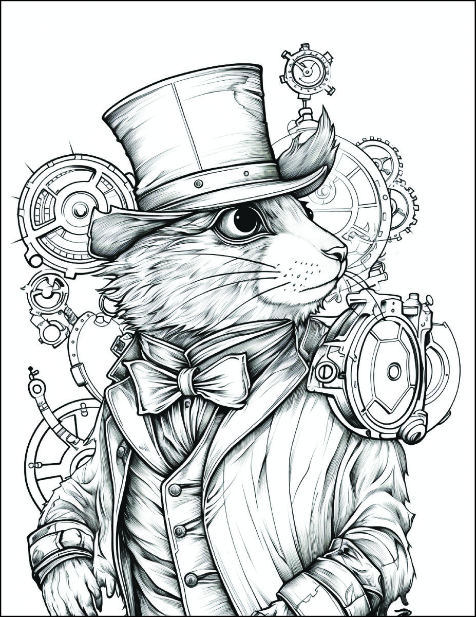 Printable  Steampunk Animals Coloring pages _7639