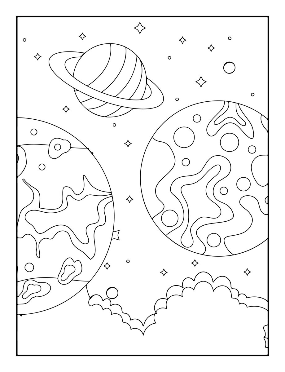 Space Coloring Pages With Book _1676