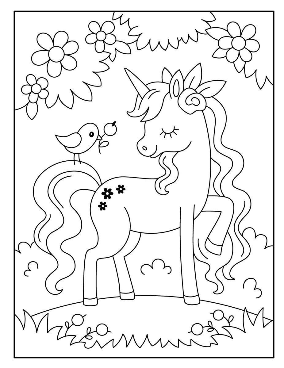 Unicorn coloring pages for kids _4720