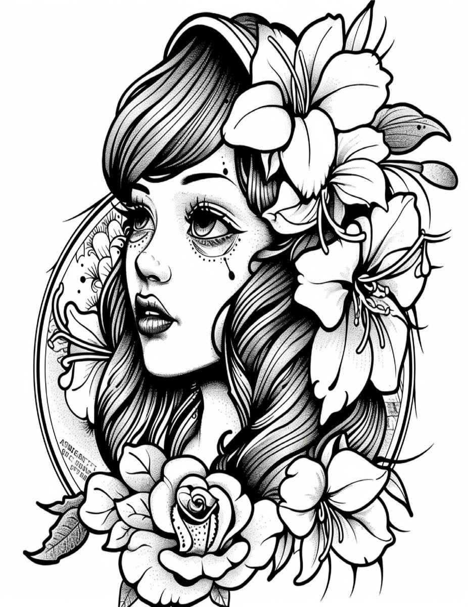 Vintage Tattoo Coloring Pages For Adult