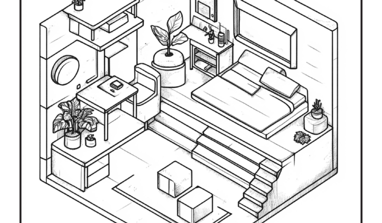 Cozy Spaces Coloring Pages for