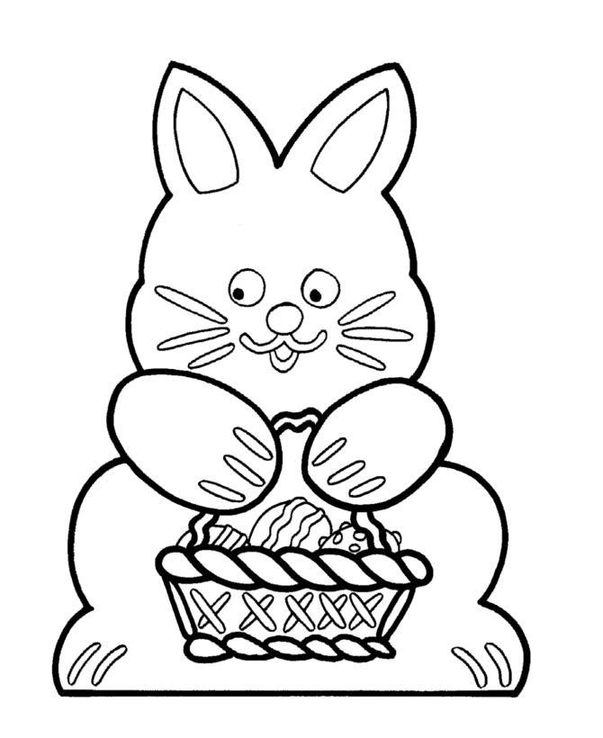 Coloring page easter bunny with basket and eggs