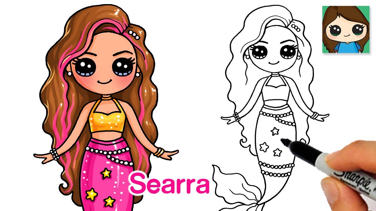 draw so cute mermaid coloring pages for girls