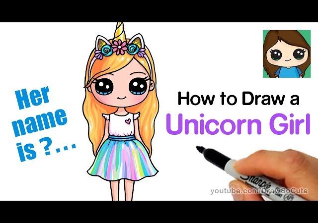 Draw so cute unicorn girl coloring pages