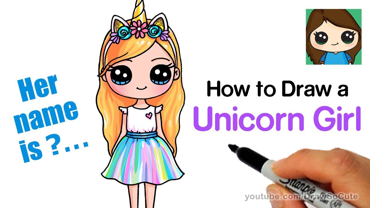 draw so cute unicorn girls coloring pages_2021