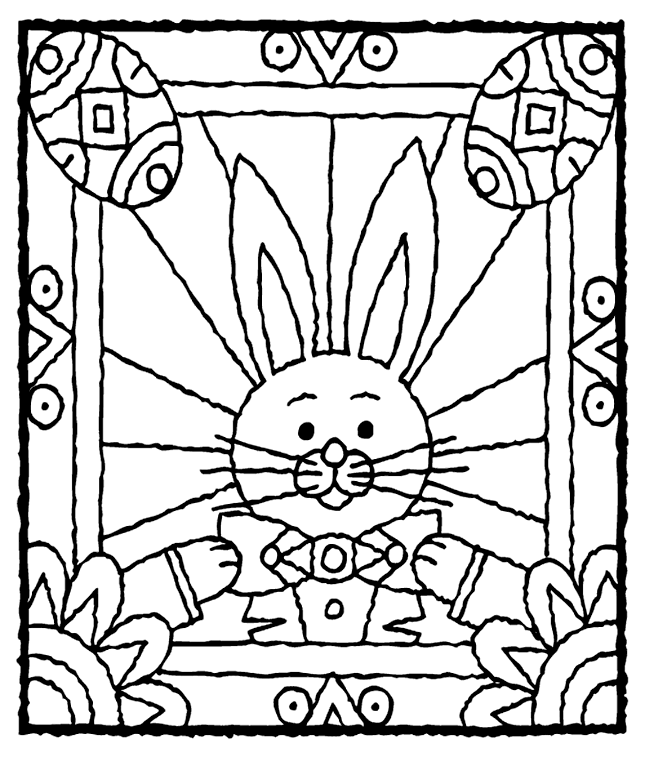 Easter bunny with basket and eggs coloring page