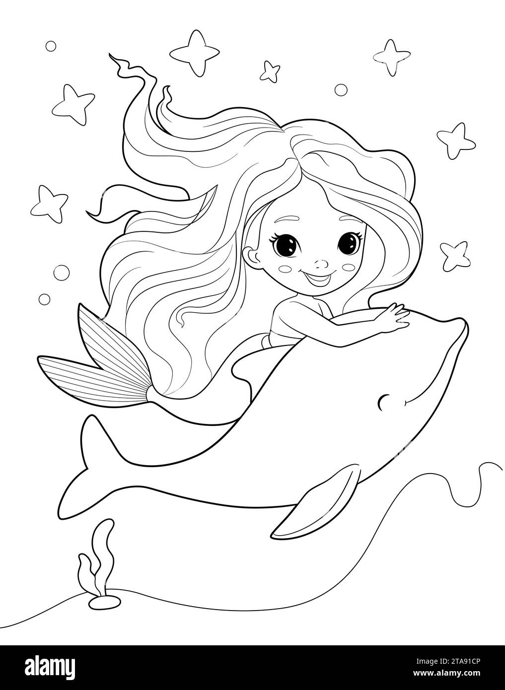 coloring page mermaid dolphin_2953