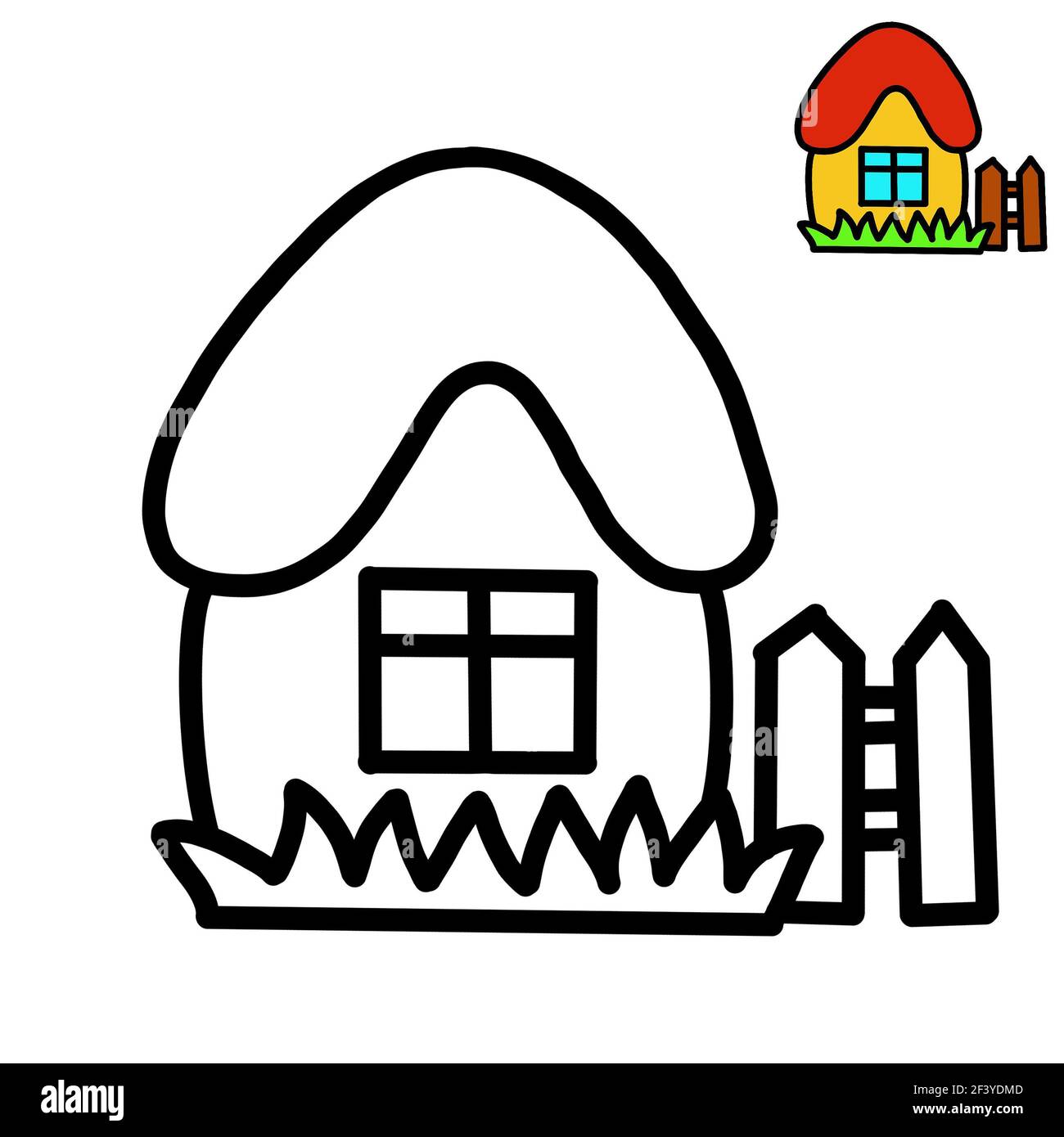 coloring book house page to clored_4256