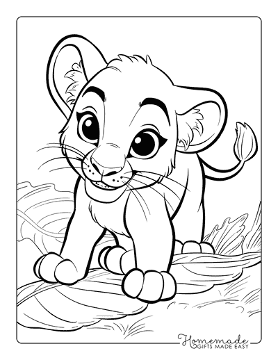 cute cartoon big cat cubs coloring pages_6738