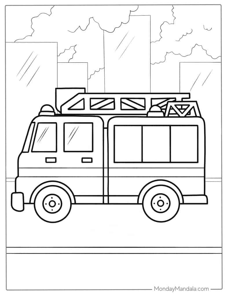 free color page printouts of firetrucks and ambulance_4254