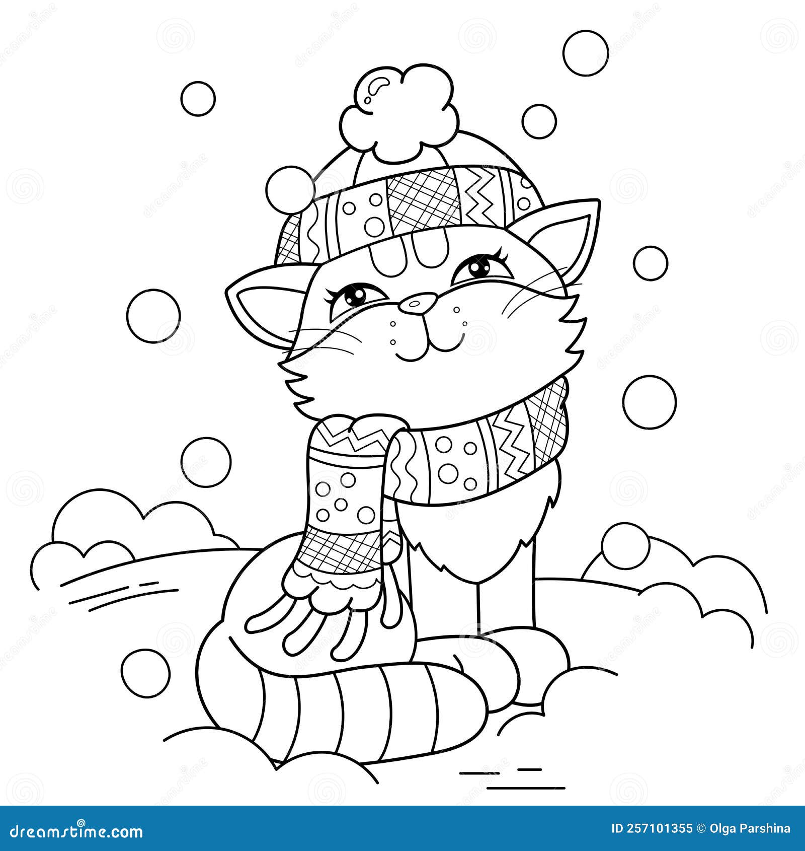 winter cats coloring pages for kids