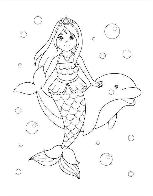 coloring page mermaid dolphin_4893