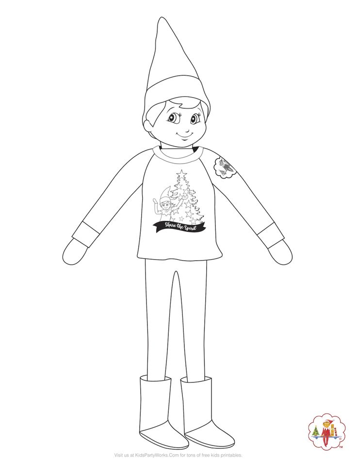 elf on the shelf coloring page boy_3400