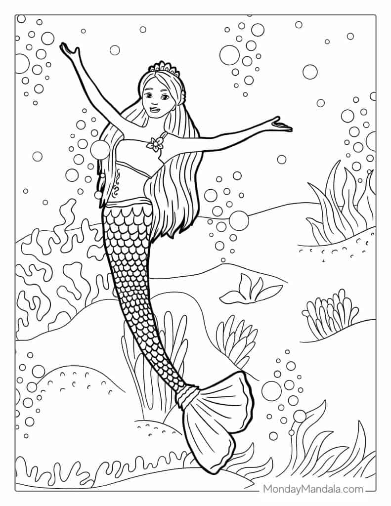 mermaid dolphin barbie coloring pages_7168