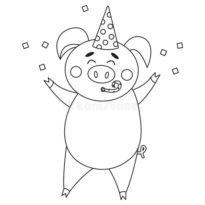 piggy wearing a hat coloring page free_2469