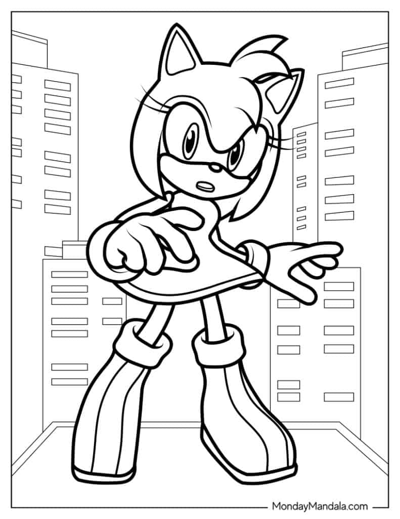 sonic the hedgehog coloring pages amy