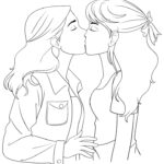 anime boy and girl kissing coloring page_8612