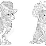 coloring pages with fox and koala bear