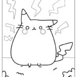 free printable pusheen and pikachu coloring pages