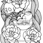 rose with a skull coloring page_6908