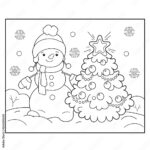 christmas tree and snowman coloring pages_5865